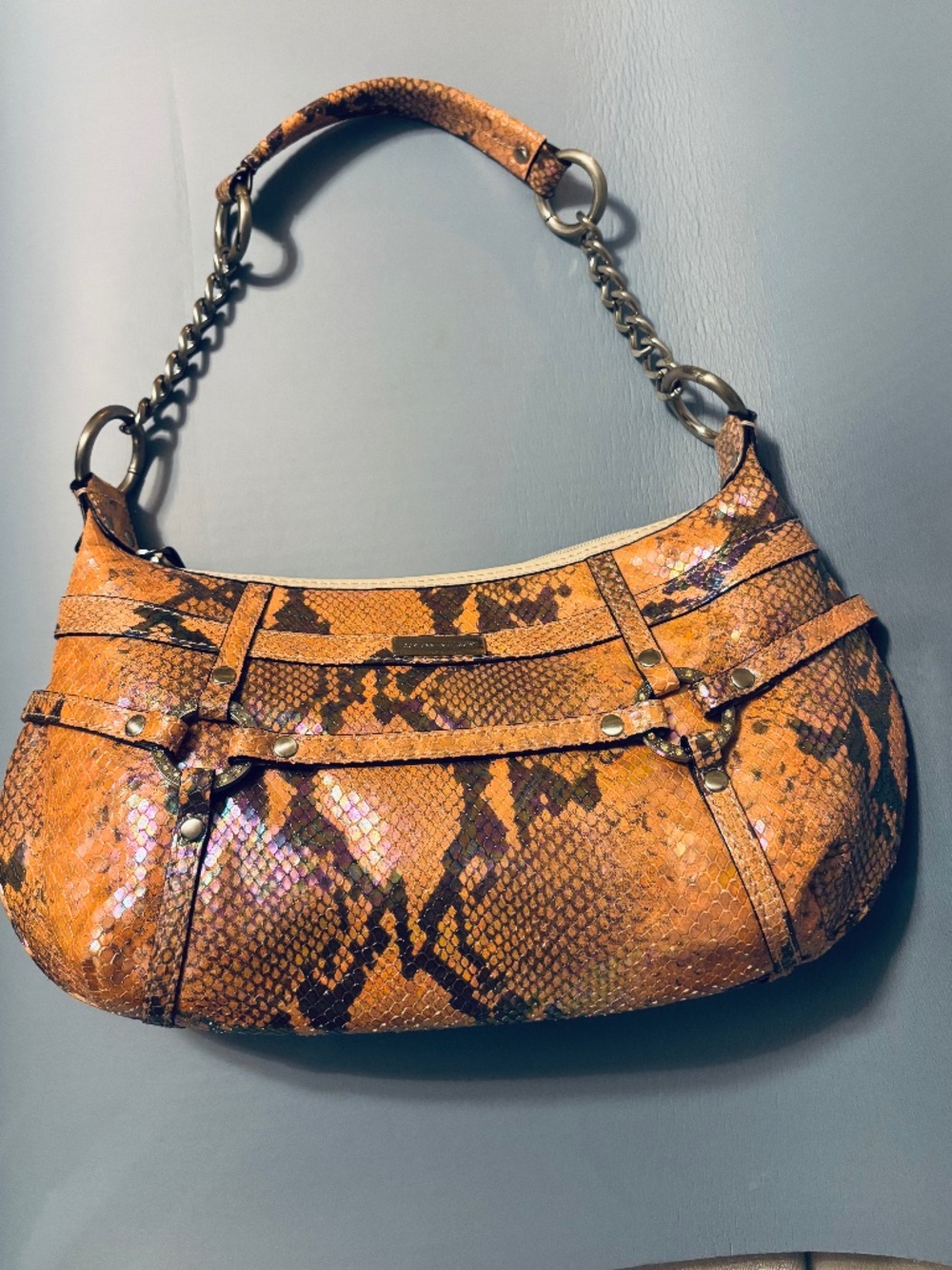 Adrienne Vitadini Shoulder Bag Snakeskin Pattern Multi
